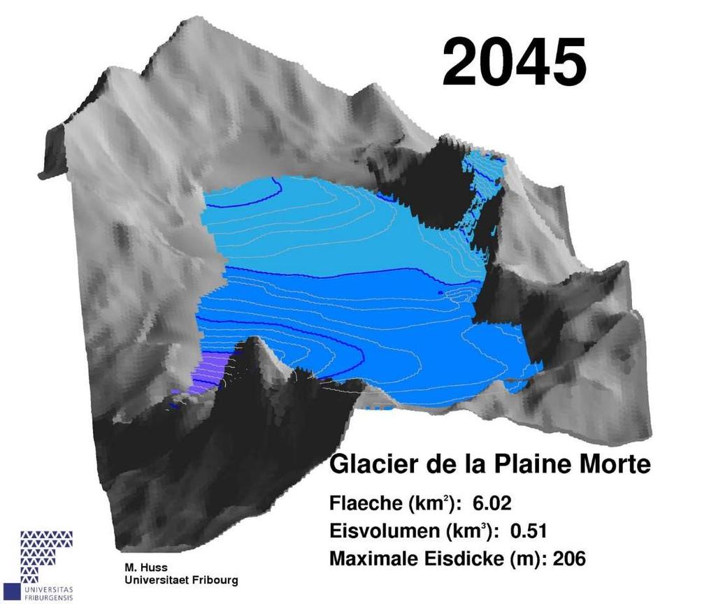 Zukünftige Entwicklung der Plaine Morte Lac des Faverges Starker Gletscherrückgang!