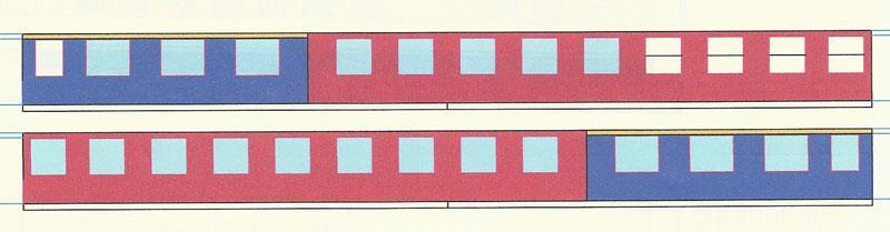 Gehäuse Umbau: Als Grund für dem Halb Speisewagen ARum 216 Wagenmodell wird ein D- Zugwagen genommen von Rivarossi, wobei die wichtige Änderungen in die Fenstereinteilung das Ersetzen des Wagenwändes
