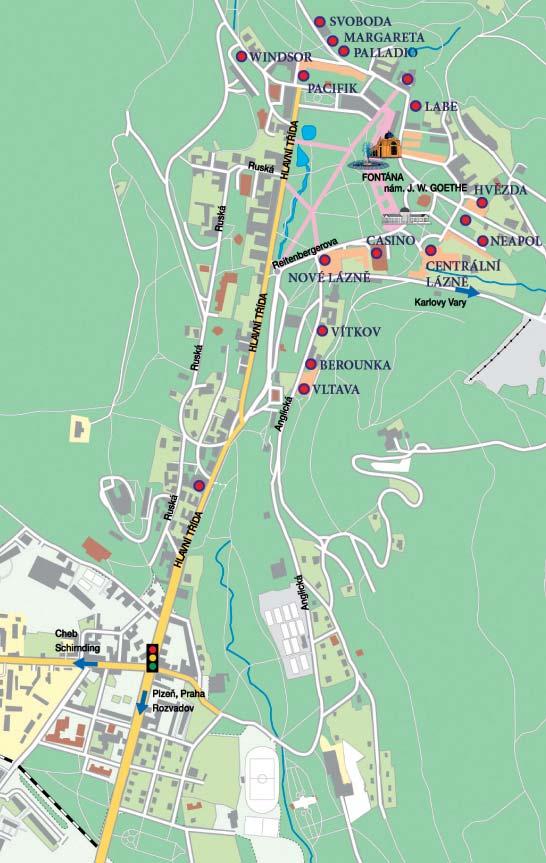 EIGENANREISE Marienbad liegt 20 km von der internationalen Autobahnstrecke entfernt, daher macht sich die Anreise mit Ihrem eingenen PKW sehr einfach.