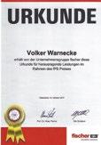 Volker Warnecke stellvertretend mit einer Urkunde für herausragende Leistungen im Rahmen des fps Preises" ausgezeichnet. Die neue Lager- und Logistikhalle.