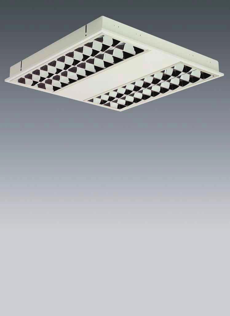 Serie 32 LYRA Lampenpositionen als optische Komponenten Direkt strahlende Deckeneinbauleuchte für Deckensysteme mit sichtbaren oder verdeckten Trageschienen, Paneeldecken oder ausgeschnittene Decken