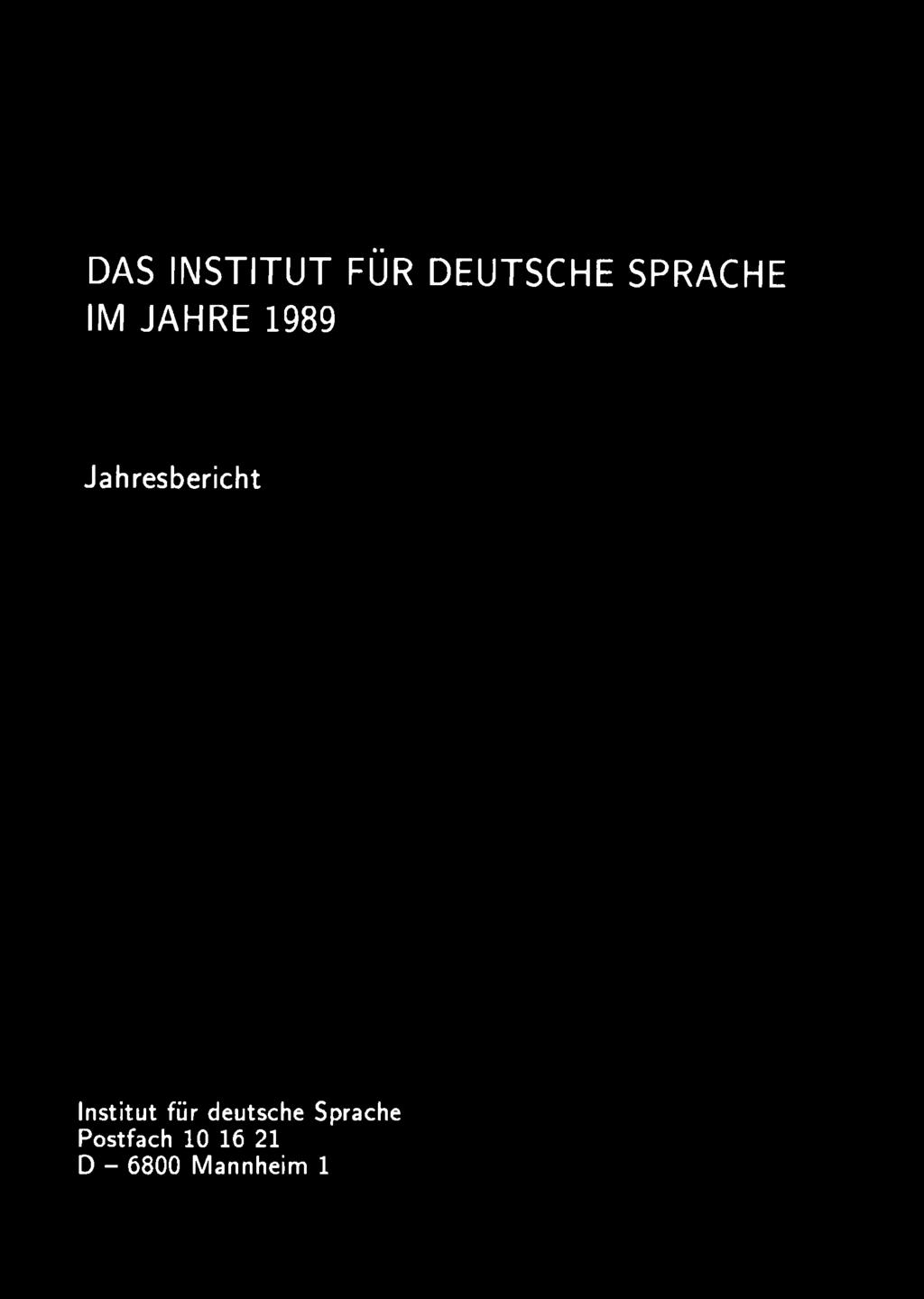 Jahresbericht Institut für