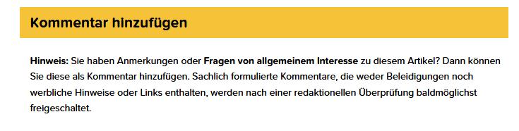 Beispiel: Qualitätssicherung Kommentare Kommentare sind guter, günstiger Content, der wertvoll für den Leser ist. Aber!