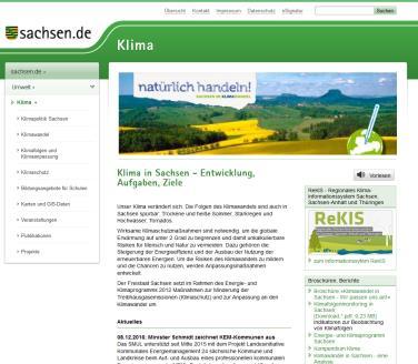 Weitere Plattformen Webseite www.klima.sachsen.