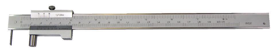 Anreiß-Messschieber mit Rolle, rostfrei, HM-Spitze 291 Marking vernier caliper with roll, made HM point aus rostfreiem Stahl,