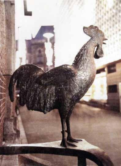 Hahn 1967 Bronze Brunnen aus Muschelkalk August-Hinrichs-Hof, Oldenburg D