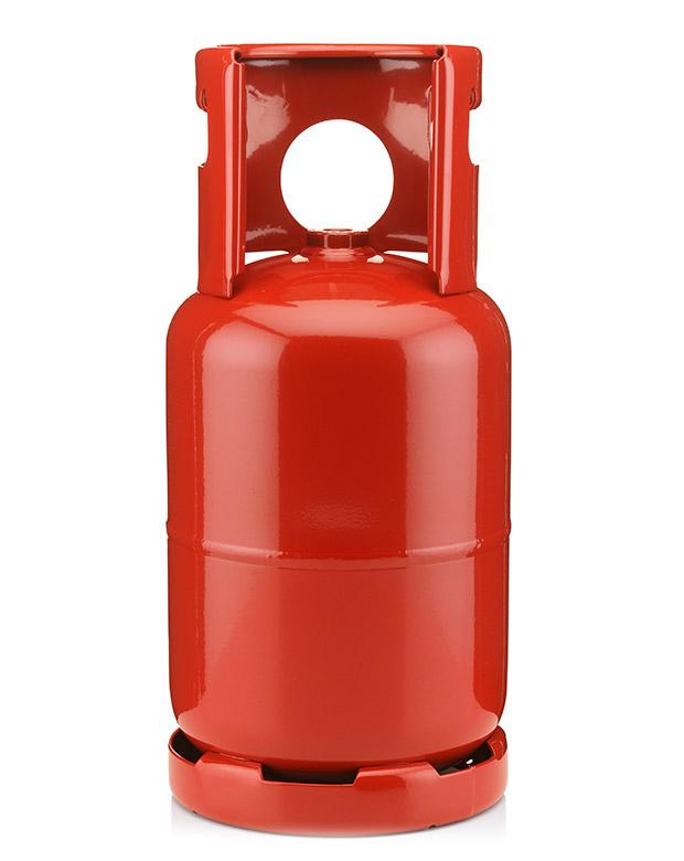 Gasﬂasche - rot RAL(3000) - für Kältegase Klasse 2F - konform mit Richtlinie 2010/35/EG T-PED - 12,5 l - Griﬀ H158 mm