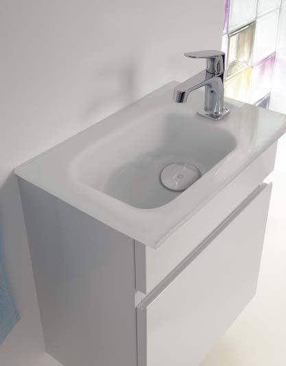Waschtischunterschrank Weiß Hochglanz F0590 Griffmulde H 495 x T 270 x