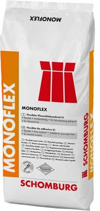 MONOFLEX Der Einsteiger. Flexibler Fliesenklebemörtel S1 Der solide Allrounder bietet eine gute Performance und überzeugt mit seinen guten Verarbeitungseigenschaften.
