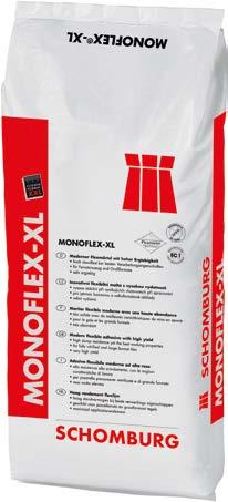 MONOFLEX-XL Der Hochergiebige. Flexibler, hoch ergiebiger Fliesenklebemörtel S1 Vereint das Mehr an Flächenleistung und exzellente Verarbeitungseigenschaften.