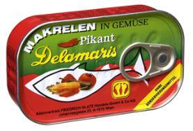 Sauce (Provencale) 125g Delamaris Makrelenstücke in Tomatensauce mit Gemüse, scharf