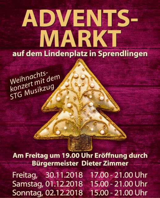 - 2.12.) unser beliebter Adventsmarkt auf dem Lindenplatz in Sprendlingen statt. In diesem Jahr zum 18. Mal. Dazu möchten wir Sie recht herzlich einladen.