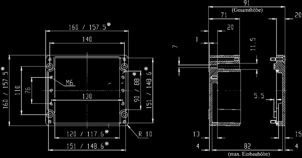 AL Leergehäuse AL 1616-9 160 x 160 x 90 mm IP 66 Beschreibung Aluminium Leergehäuse, pulverlackbeschichtet, silbergrau RAL 7001 Bestell-Nr.