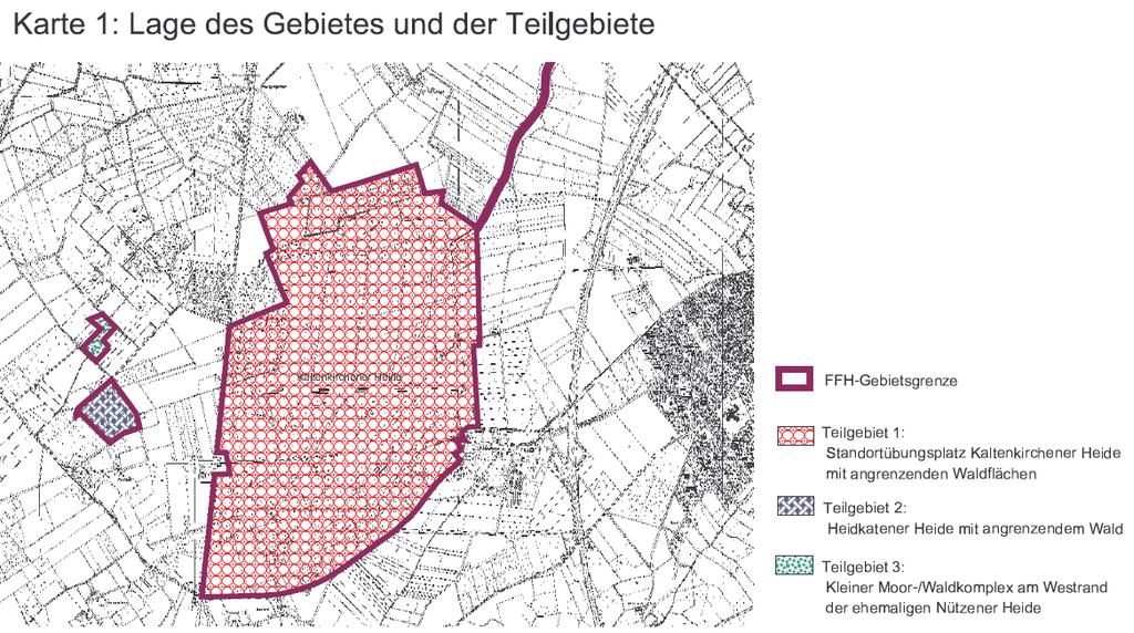 2.1.2. Naturräumlich, standörtliche Situation: Das Gebiet Kaltenkirchener Heide umfasst Teile der Kaltenkirchener und Nützener Heide innerhalb des Naturraums Barmstedt-Kisdorfer Geest.