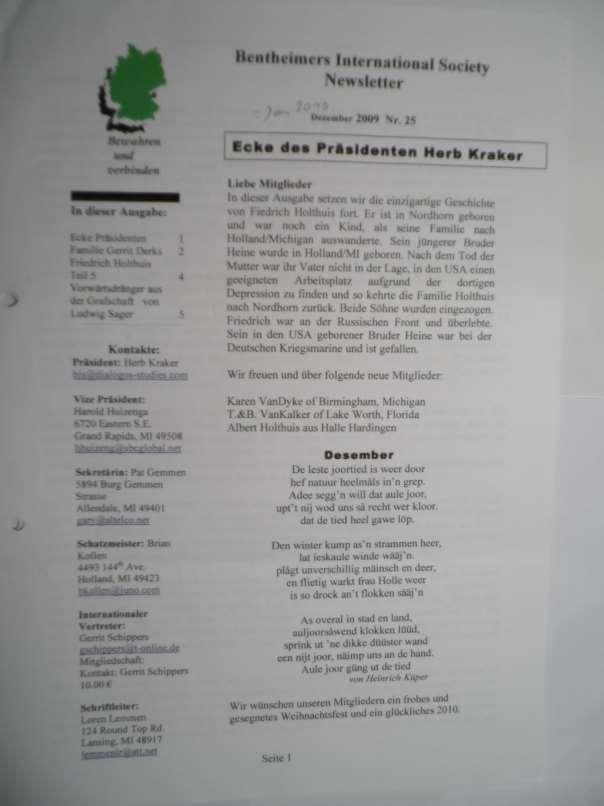 Benth. Int. Soc. Newsletter Deutsch 2010-2014, Nr. 25 Nr. 42, fotogr.