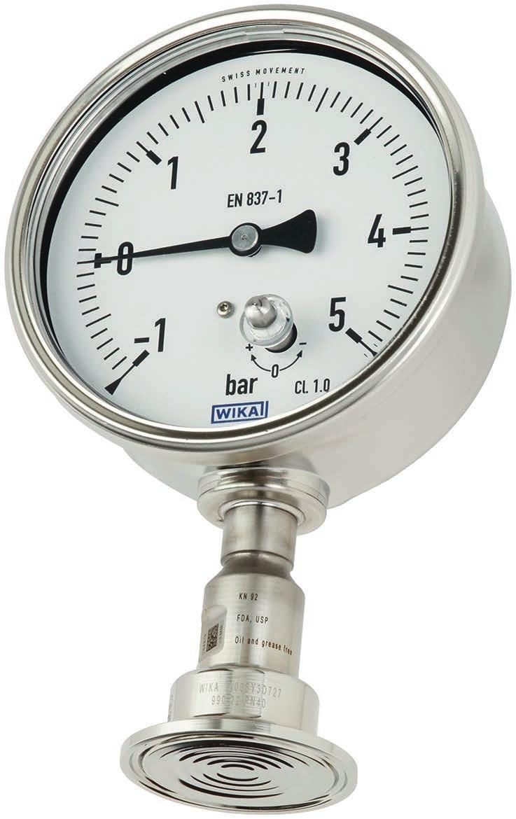 Druck Manometer im Hygienic Design mit angebautem Druckmittler Mit Klemmverbindung Typ DSS22P WIKA Datenblatt DS 95.