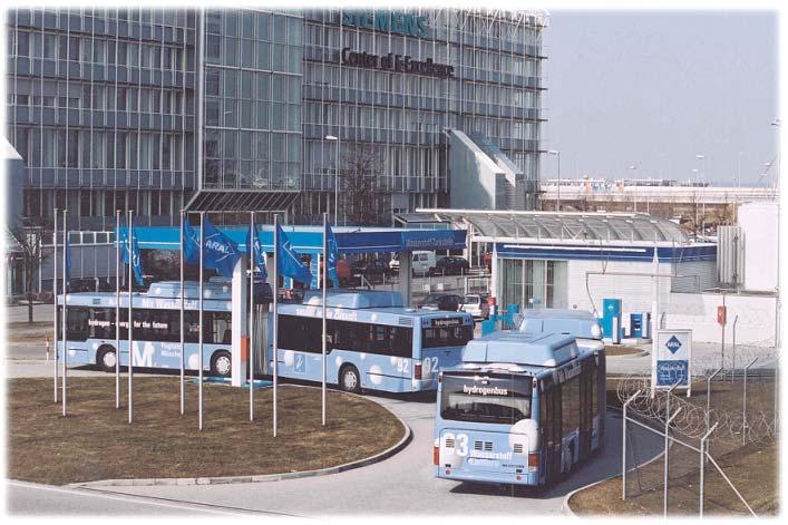 Wasserstofftankstellen am Flughafen München Betankung Busse mit 350 bar, Pkw mit