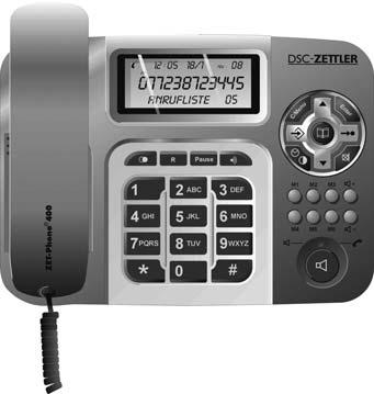 1 Einführung CLIP-Telefon 1.1 Elemente des CLIP-Telefons Zum einfachen Kennenlernen Ihres ZET-Phone 400 finden Sie diese Kennzeichnung in der Bedienungsanleitung wieder.