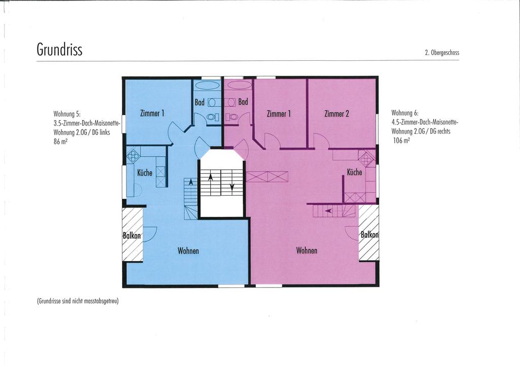 Grundriss DG Wohnung 5 3.5 Zimmer-Dach- Maisonettewohnung 2.