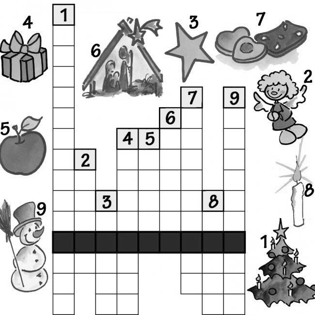 Kinderseite Ein weihnachtliches Kreuzworträtsel Was gehört alles zu Weihnachten?