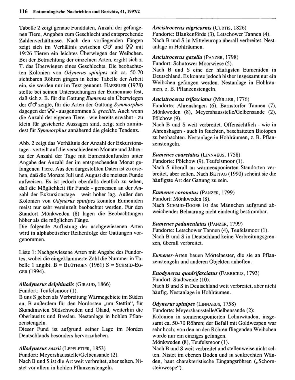 116 Entom ologische Nachrichten Entomologische und Berichte, Nachrichten 41,1997/2 und Berichte; download unter www.biologiezentrum.