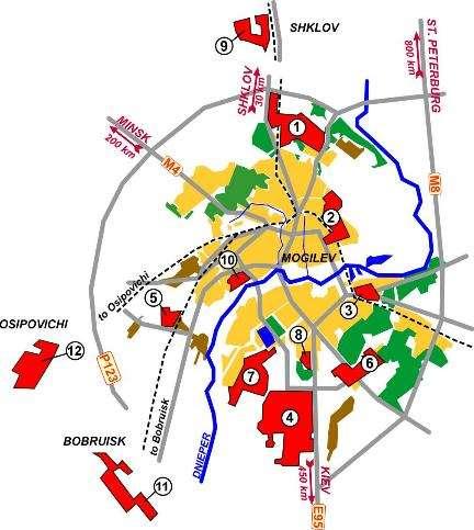 Struktur der FWZ «Mogilew» Das Territorium der freien Wirtschaftszone