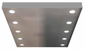 Abgehängte, abklappbare Decke V2A poliert mit Polycarbonatabdeckung IL 204S Skinplate suspended ceiling, collapsible IL 204XS Satined stainless steel suspended ceiling, collapsible IL 204XL Polished