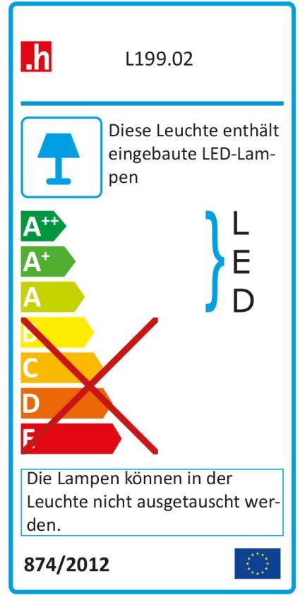 Energieverbrauchskennzeichnung Lampen und Leuchten LED - Abbildung Abbildung Unterbauleuchte - SUNS Glasbodenaufsteckleuchte L199.02 Artikel-Nr.