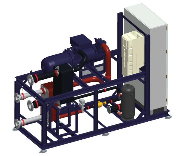 Beispiel_5: 206,2kW mit HFO Kältemittel Nutzung der Abwärme einer bestehenden Kältemaschine in einer Lebensmittel Fabrik. Anhebung Wasser auf 80 C bzw.