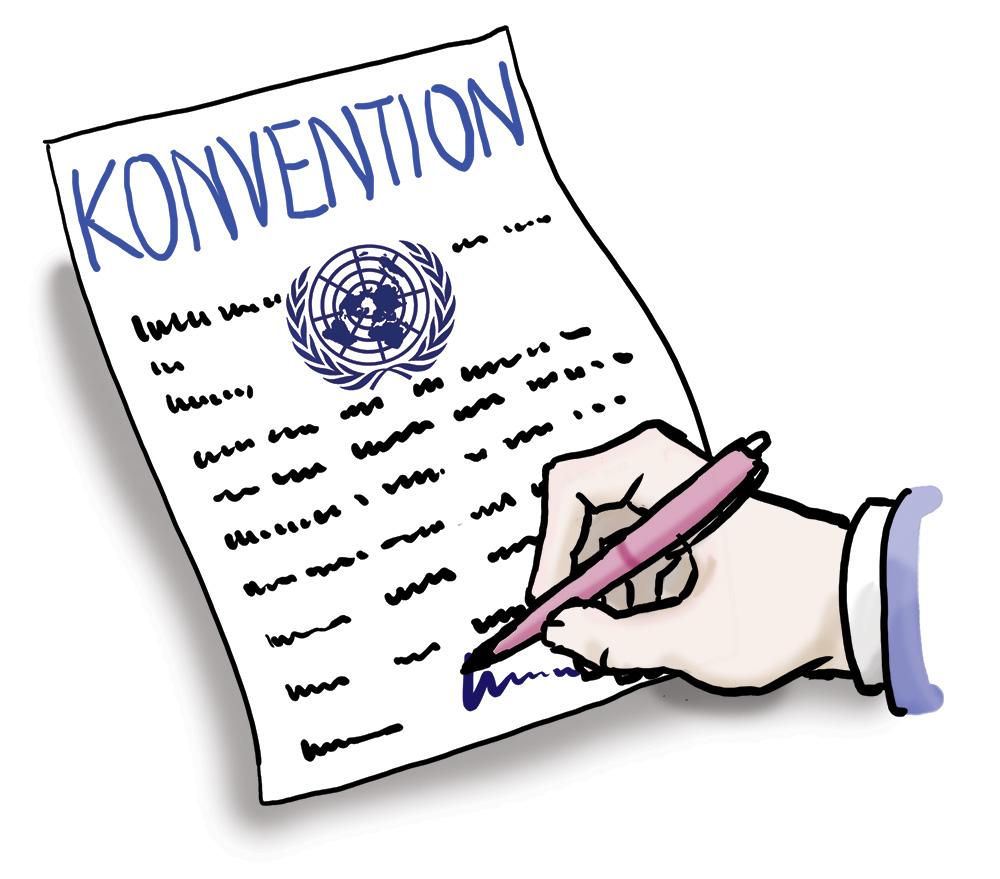 Der UN-Vertrag heißt in schwerer Sprache: Übereinkommen der Vereinten Nationen Das kurze Wort dafür ist: UN-Behinderten-Rechts-Konvention. So spricht man das: konn wenn tzjon.