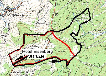 1 Route Eisenberg 1a Route Eisenberg Länge: 11 km 1b Route Eisenberg Länge: 7 km Höhendifferenz: 190 m Höhendifferenz: 140 m Start/Ziel ist am Berggasthof Eisenberg, Parkplätze sind vorhanden.