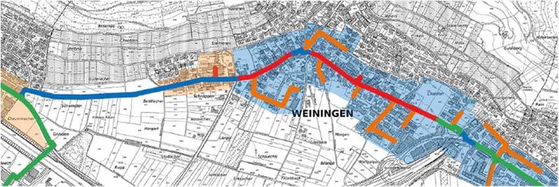 Die kombinierten Bauarbeiten der Versorgungsleitungen von Regiowärme und der Gruppenwasserversorgungsleitung (GOW) an der Badenerstrasse West bis zum Dorfeingang Weiningen sind