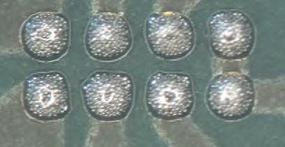 Schablonenöffnung: (200 x 200) µm Eckenradius 75 µm Schablone 80 µm AR 0,65