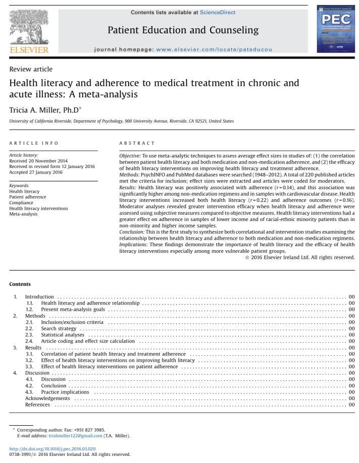 Wenn in Gesundheitskompetenz investiert wird Health literacy (HL) & treatment adherence 48 Studien (n = 19 072): Patients with higher levels of HL have rates of adherence that are, on average, 14%