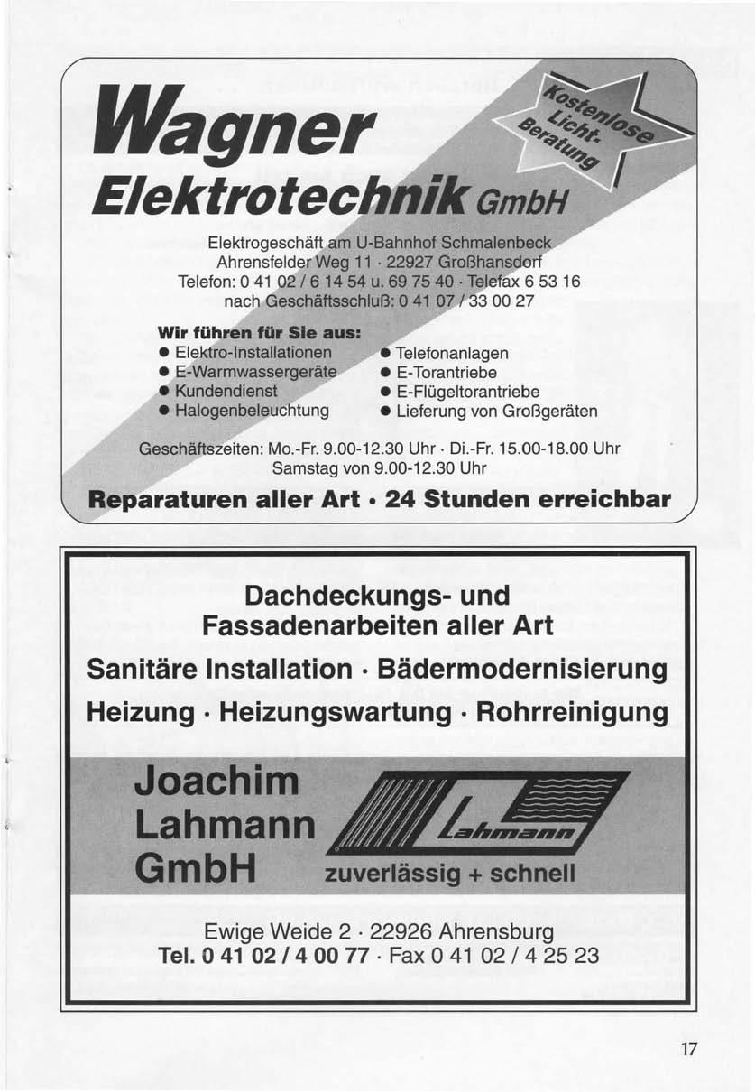 Wagner Elektrotec"-" Wir füh n für Sie aus: Elektro-Installationen E-W;! r mw;!l':l':i~rna!r~ta!