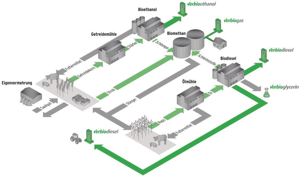 Unternehmenshintergrund UNTERNEHMENSHINTERGRUND VERBIO zählt zu den größten Biokraftstoffproduzenten in der EU. Als einziges Unternehmen stellt VERBIO Bioethanol (300.000t), Biodiesel (450.