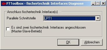 7 Diagnose der Interfaces Bei der Installation der FTToolbox wird auch das Programm fischertechnik Interfaces Diagnose installiert; über das Windows-Startmenü kann es gestartet werden.