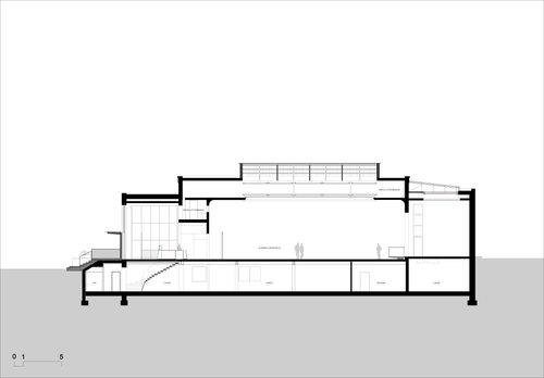 3/5 Grundriss Grundriss Längsschnitt durch Foyer,