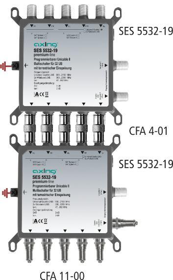3.5. Kaskadierung: Zwei SES 5532-19 können am einfachsten mit Hilfe von F/F-Quickfix-Adaptern CFA 4-01 zu einer Kaskade verbunden werden.