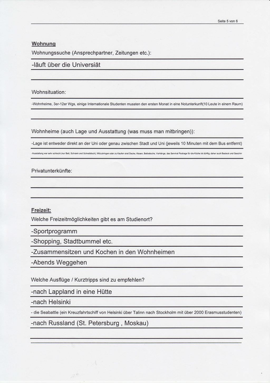 Seite 5 von 6 Wohnunq Wohnungssuche (Ansprechpartner, Zeitungen etc.