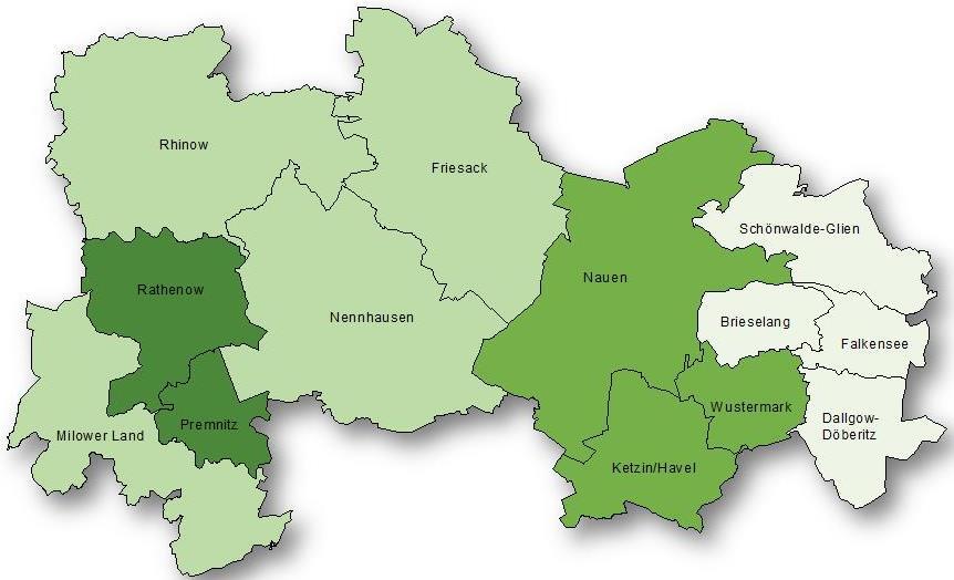 1. Der Landkreis Havelland Geographische Lage Der Landkreis Havelland mit seinen 162.166 Einwohnern (Stand 31.12.216) umfasst ein Gebiet von 1.727 km² und nimmt damit ca.