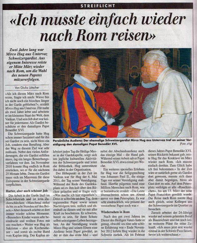 - 5 - Und sein Job dort war keiner für jedermann: Als Gardist beschützte er den damaligen Papst Benedikt XVI.