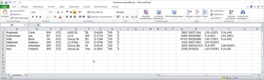 3 Teilnehmer Erstellen Sie eine CSV Datei am einfachsten indem Sie eine Excel Datei erstellen und diese als CSV speichern.