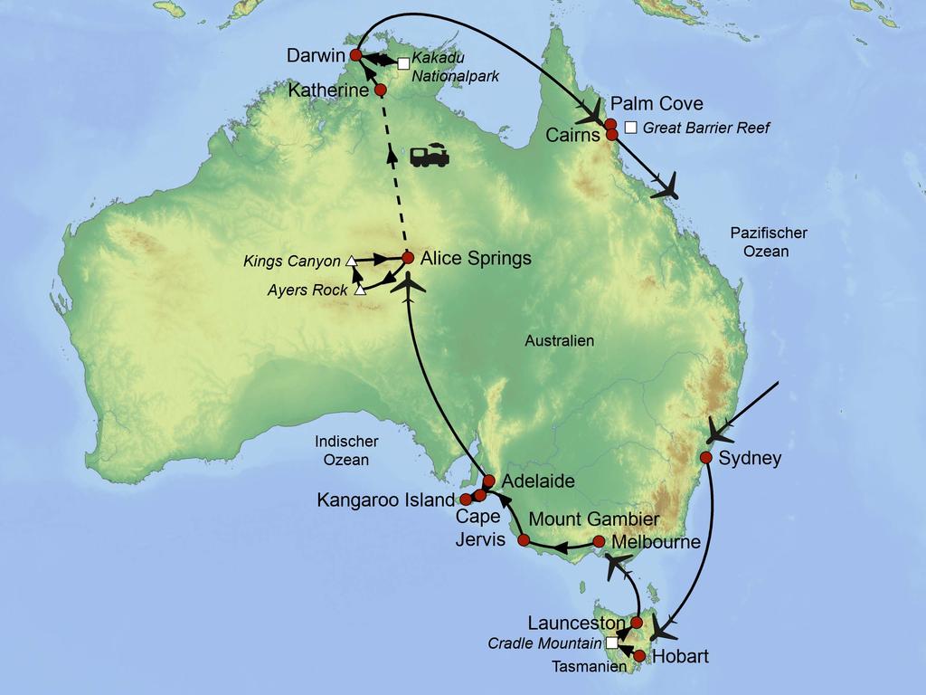 24. Tag: Palm Cove - Kuranda - Cairns Ganztagesausflug nach Kuranda. Sie besuchen ein Kulturzentrum der Aborigines.