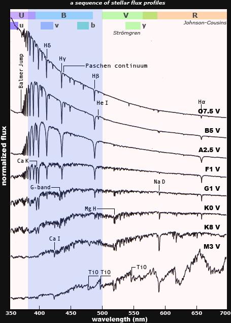 Sterntyp Beispiel: stellare Spektren MKA II: Ionisationsstufen OI = O OII = O +