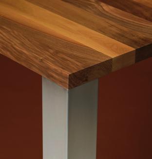 Holz, Edelstahl, matt- und glanzverchromt, 80 x 80 und 100 x 100 mm Weitere Fussdimensionen auf Anfrage Ab 2200 mm Tischlänge mit Tischverspannung solid Lieferung innerhalb 3-4 Wochen CH-Qualität zu