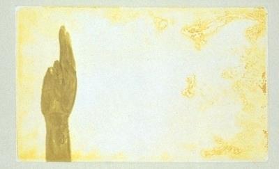 Schwurhand, 1980 Art: Aquatinta und Lithographie auf Papier aufgewalzt