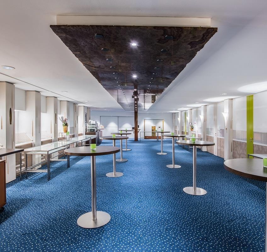 Veranstaltungsräume im Überblick 7 Veranstaltungsräume mit Tageslicht und Klimaanlage mit Kapazitäten für bis zu 360 Personen Maximale Auslastung im größten Tagungsraum: 200 Personen 1 Boardroom für