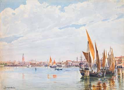 Antonietta Brandeis (Miskowitz 1848-1926 Florenz) 4 Segelboote in der Lagune von Venedig um 1890 Aquarell auf Papier 24 x 33 cm Signiert links unten: A.