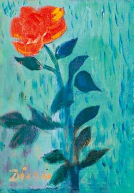 Gerhild Diesner (Innsbruck 1915-1995 Innsbruck) 60 Rose um 1980 Öl auf Leinwand auf Karton 24,5 x 17,3 cm Signiert links unten: Diesner Provenienz: direkt von der Künstlerin erworben;